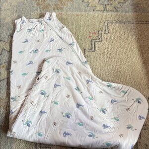 Kyte White Baby Sleep Sack with Blue Dinosaur Print